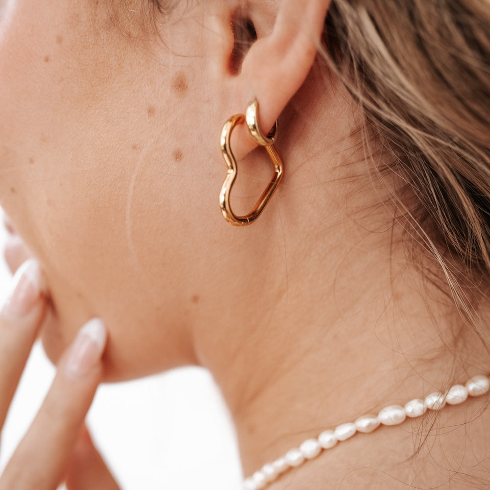 Love On My Mind Heart Hoop Earrings - WATERPROOF from Pretty Simple