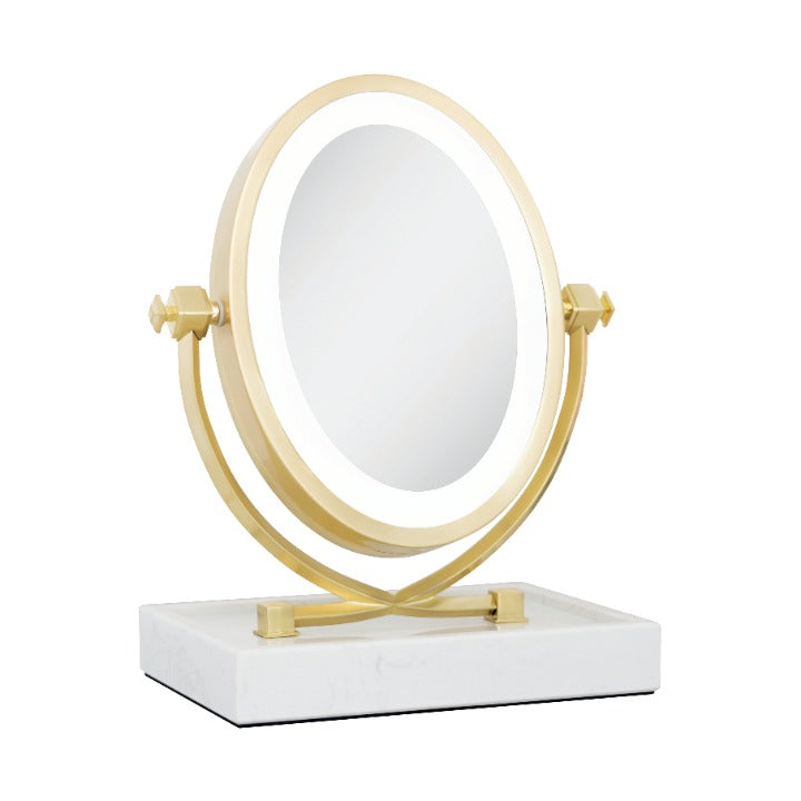 Brooklyn LED Lighted Makeup Mirror with Magnification & Marble Tray from Zadro