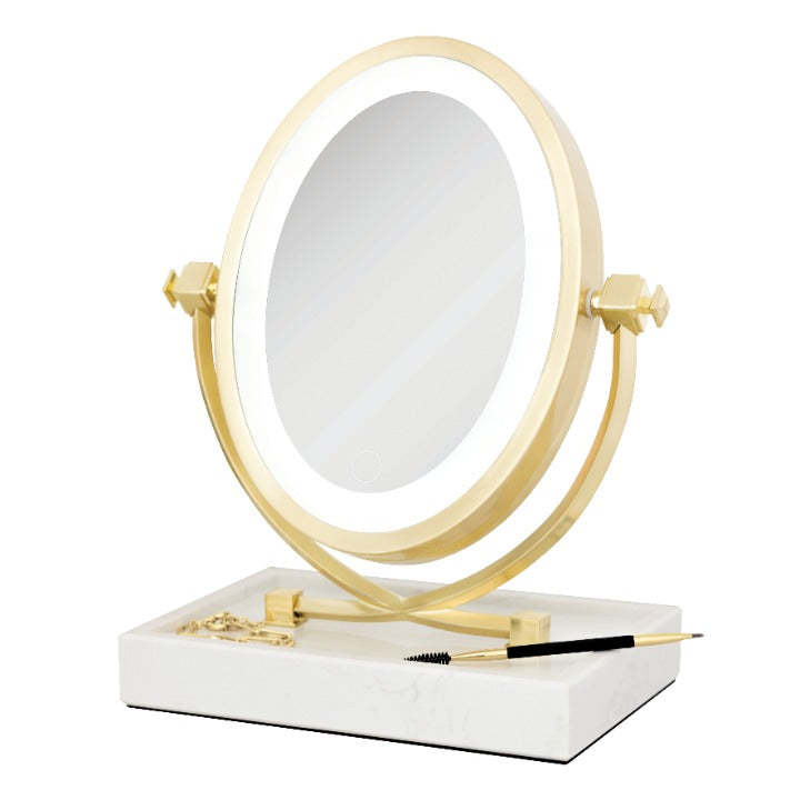 Brooklyn LED Lighted Makeup Mirror with Magnification & Marble Tray from Zadro