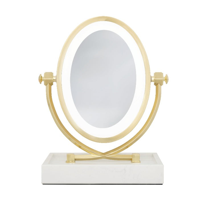 Brooklyn LED Lighted Makeup Mirror with Magnification & Marble Tray from Zadro