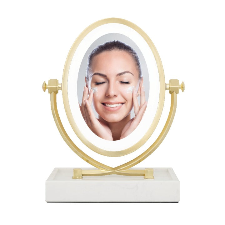 Brooklyn LED Lighted Makeup Mirror with Magnification & Marble Tray from Zadro
