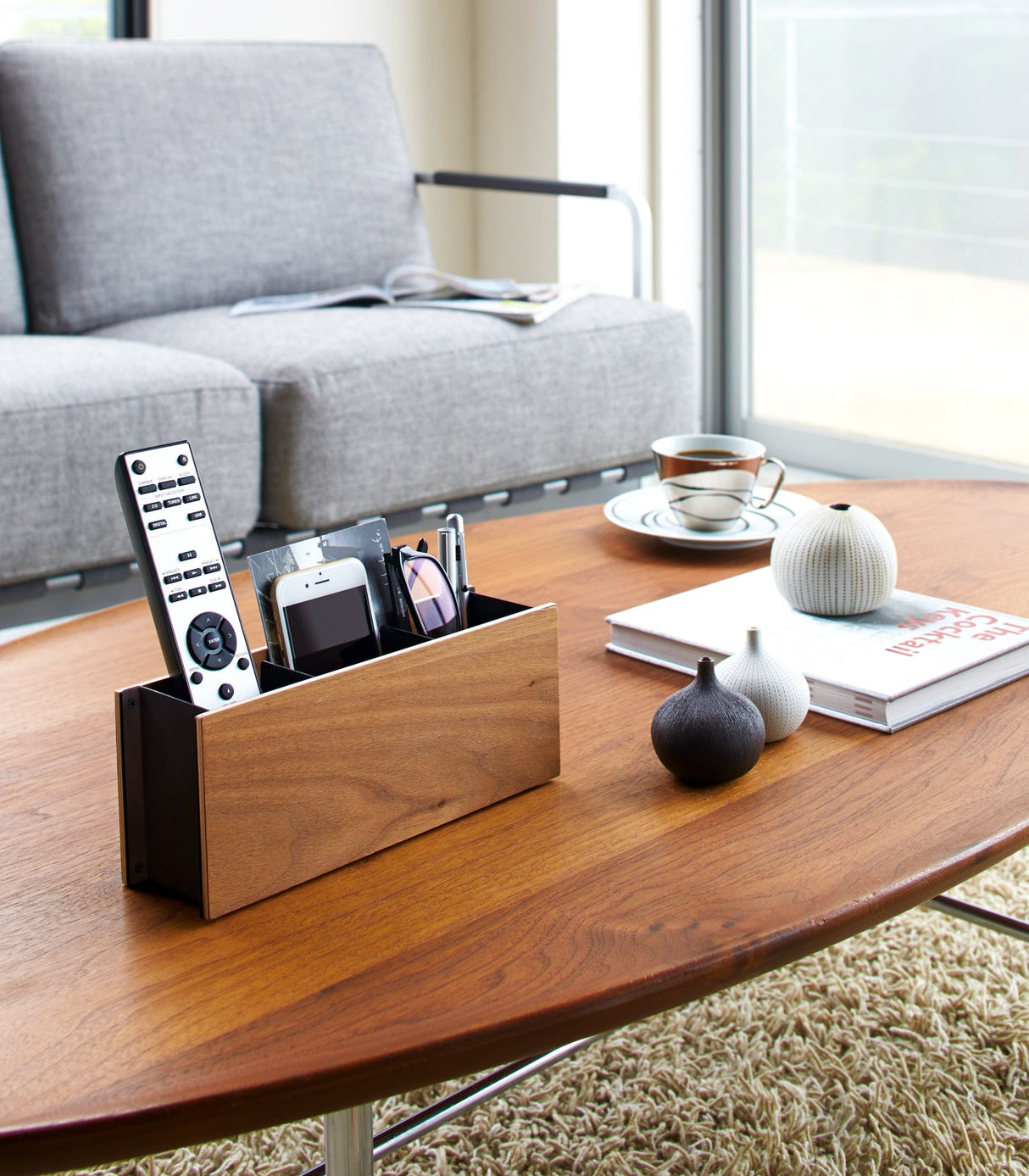 Desk Organizer - Two Sizes - Steel + Wood from Yamazaki Home