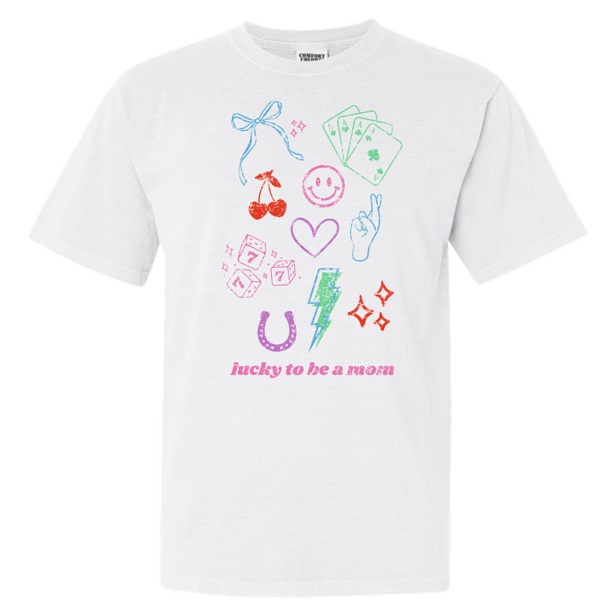 'Lucky Mom Dopamine Doodles' T-Shirt from United Monograms
