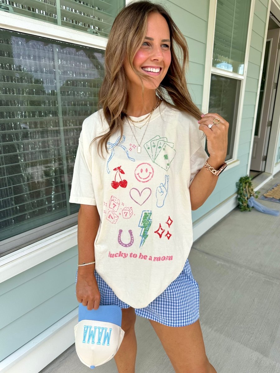 'Lucky Mom Dopamine Doodles' T-Shirt from United Monograms
