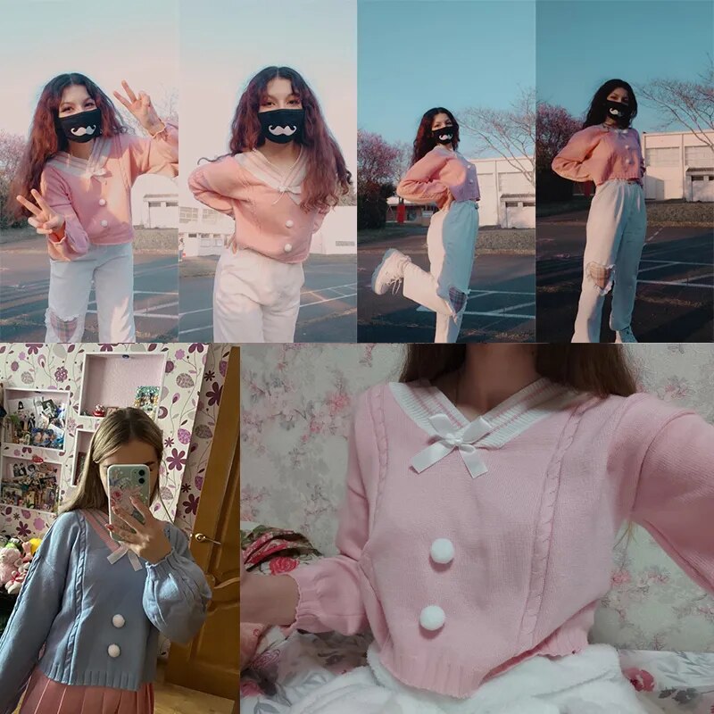 Lucy Lou Style Knit Crop Sweater From Kawaii Stop