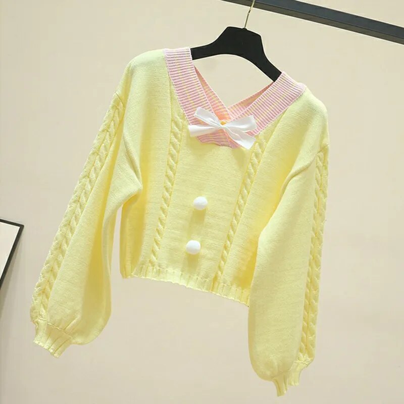 Lucy Lou Style Knit Crop Sweater From Kawaii Stop