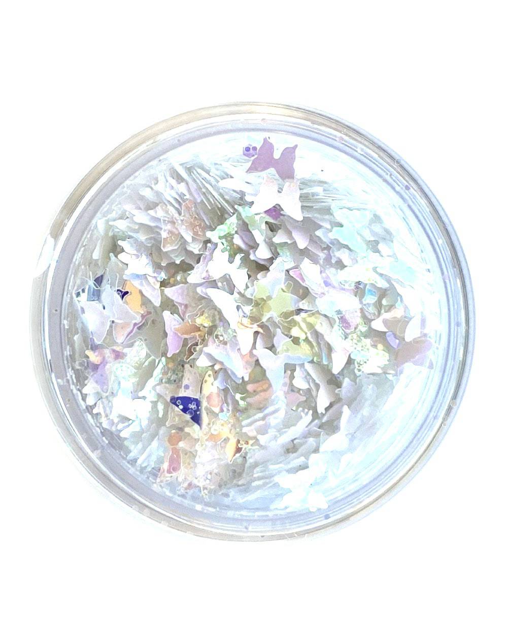 Dolly - White Iridescent Chunky Glitter with Butterflies from Lunautics