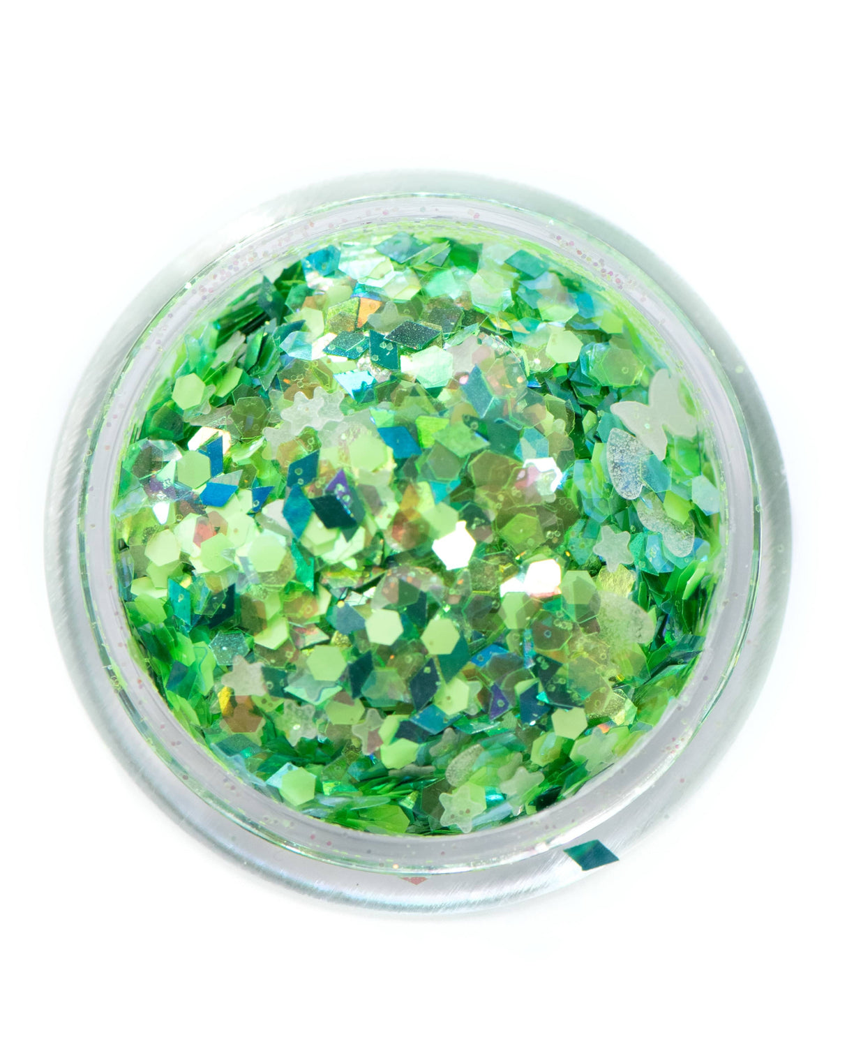 Spring Fling - Chunky Green Glitter Mix with Glow-in-the-Dark Stars from Lunautics