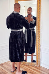 Fleece Bathrobe With Shawl Collar for Men From Lotus Linen