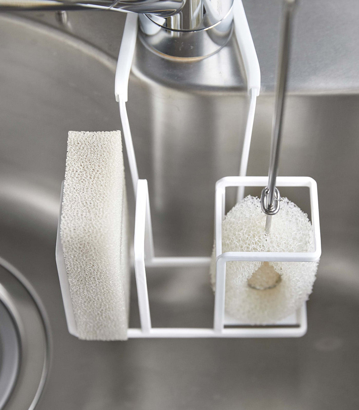 Faucet-Hanging Sponge & Brush Holder - Steel from Yamazaki Home