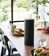 Round Tissue Case - Steel + Wood from Yamazaki Home