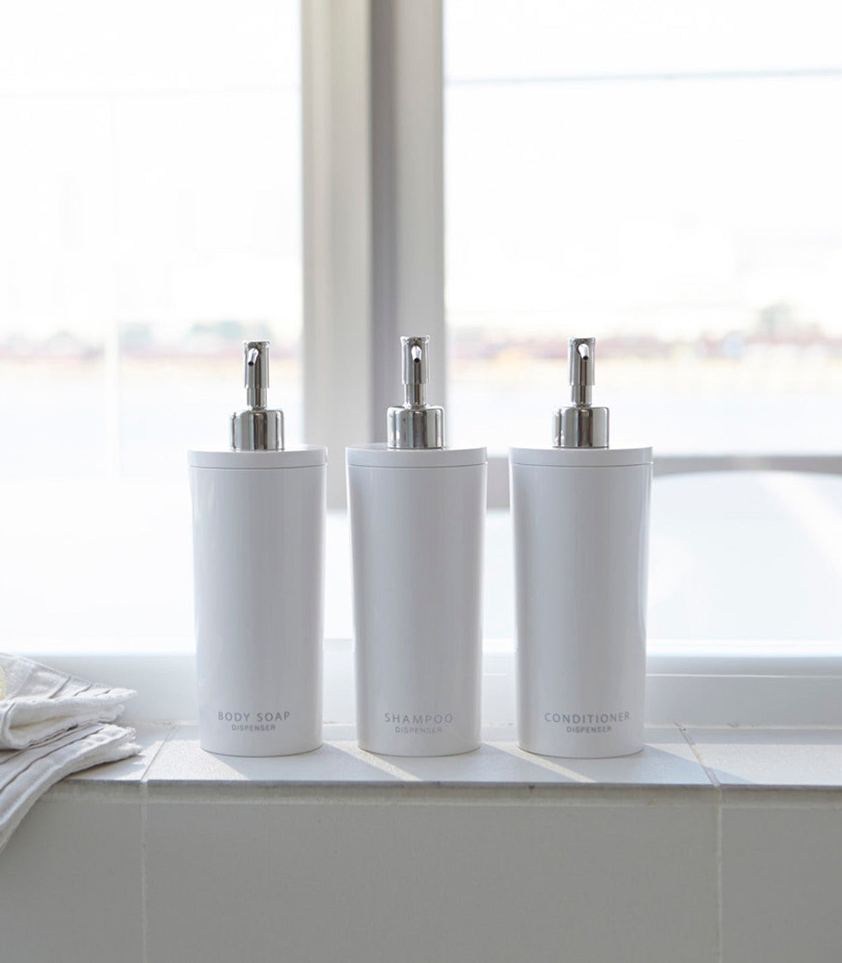 Round Dispenser Bundle - Shampoo, Conditioner, and Body Soap from Yamazaki Home