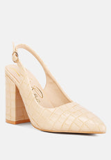 Macha Croctexture Sling Back Heels from London Rag International