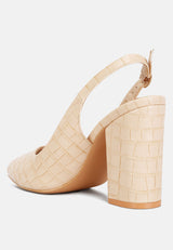 Macha Croctexture Sling Back Heels from London Rag International