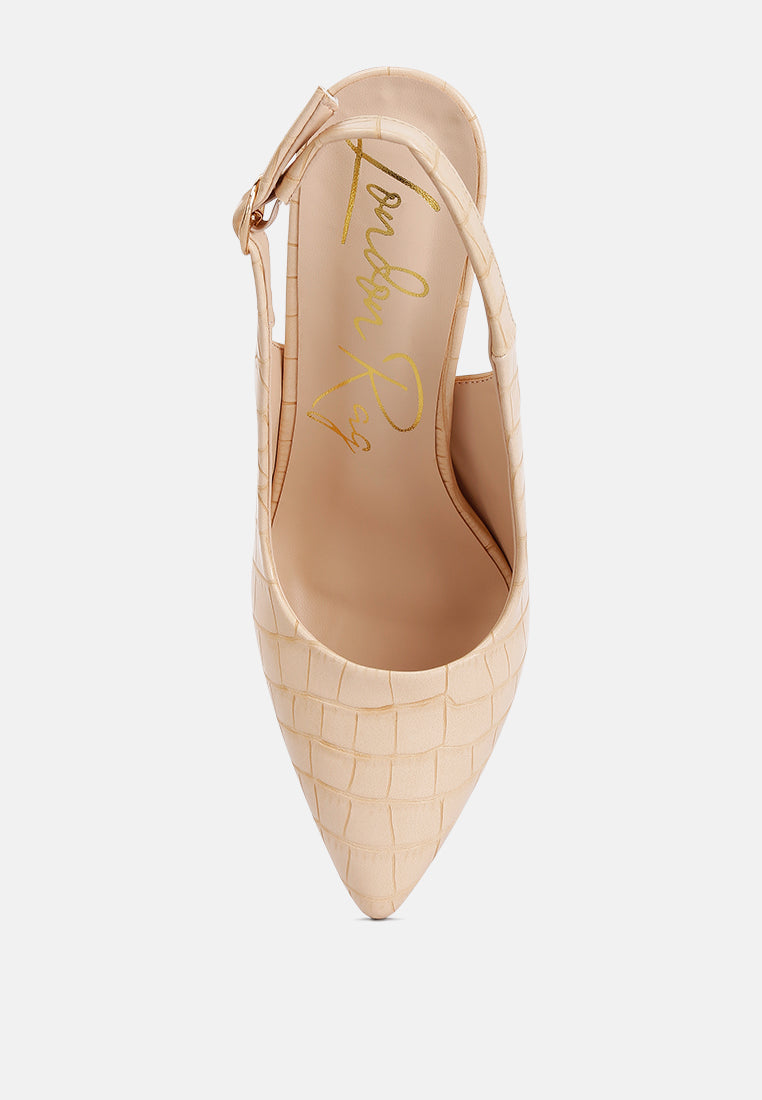 Macha Croctexture Sling Back Heels from London Rag International
