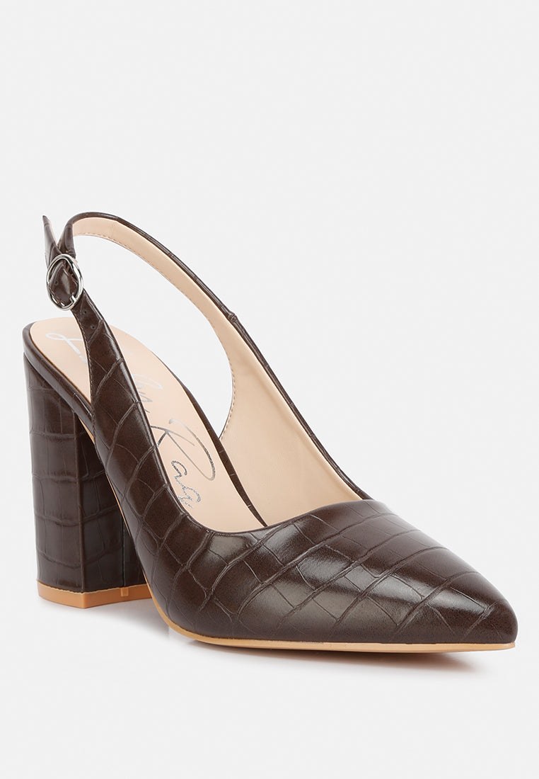 Macha Croctexture Sling Back Heels from London Rag International