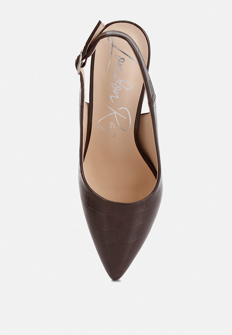 Macha Croctexture Sling Back Heels from London Rag International