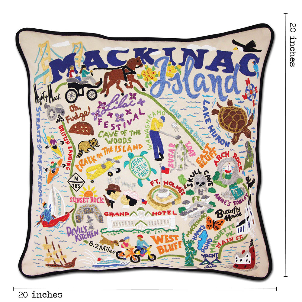 Mackinac Island Hand-Embroidered Pillow by Cat Studio from Quirks!