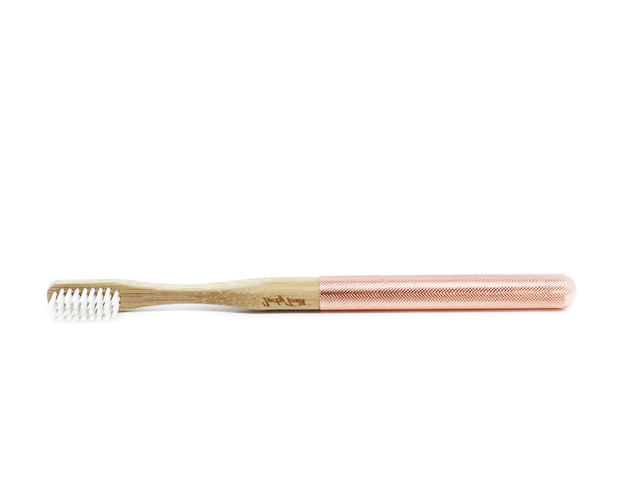 Replaceable Bamboo Toothbrush Copper Handle - Soft White Bristles from Lucky Teeth