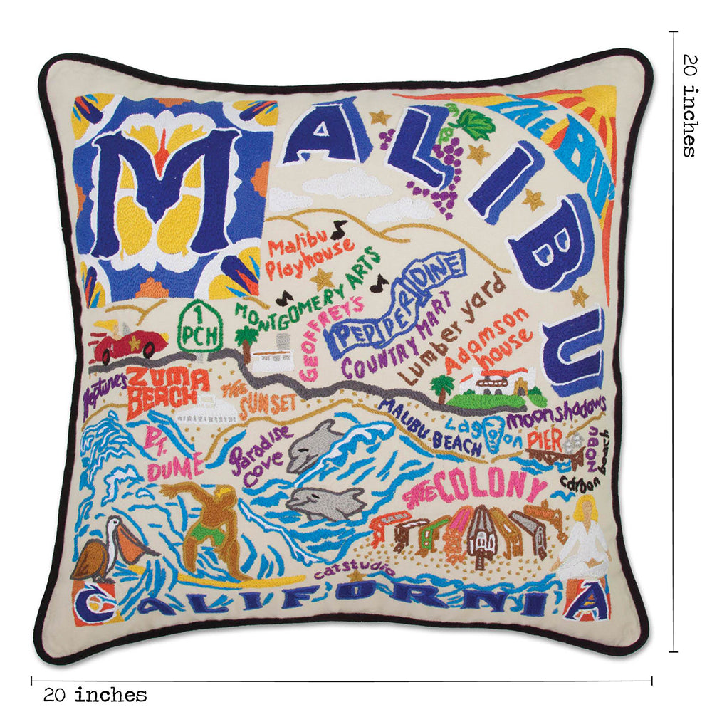 Malibu Hand-Embroidered Pillow from Quirks!