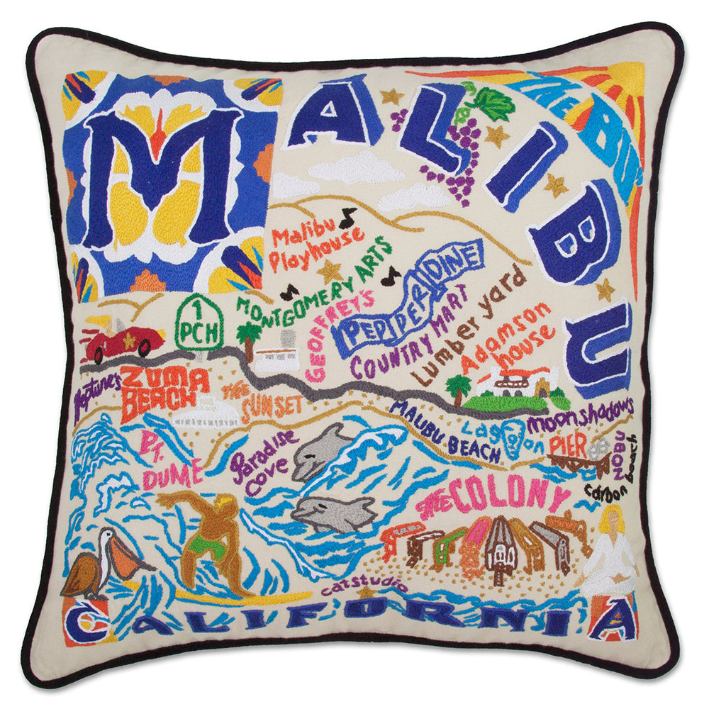 Malibu Hand-Embroidered Pillow from Quirks!