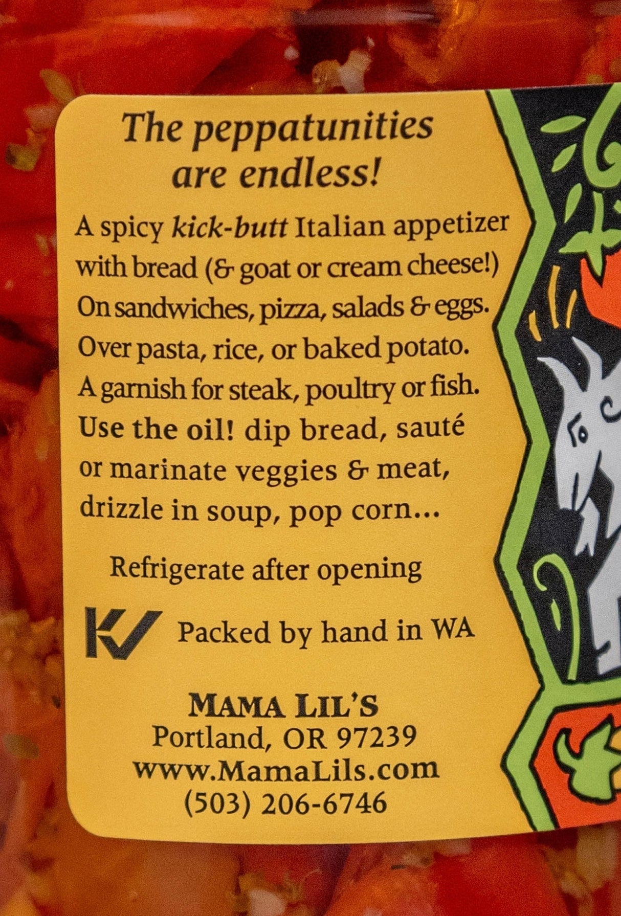 Mama Lil's Kick Butt Peppers in Oil (Spicy) - 12oz. from Mama Lil's