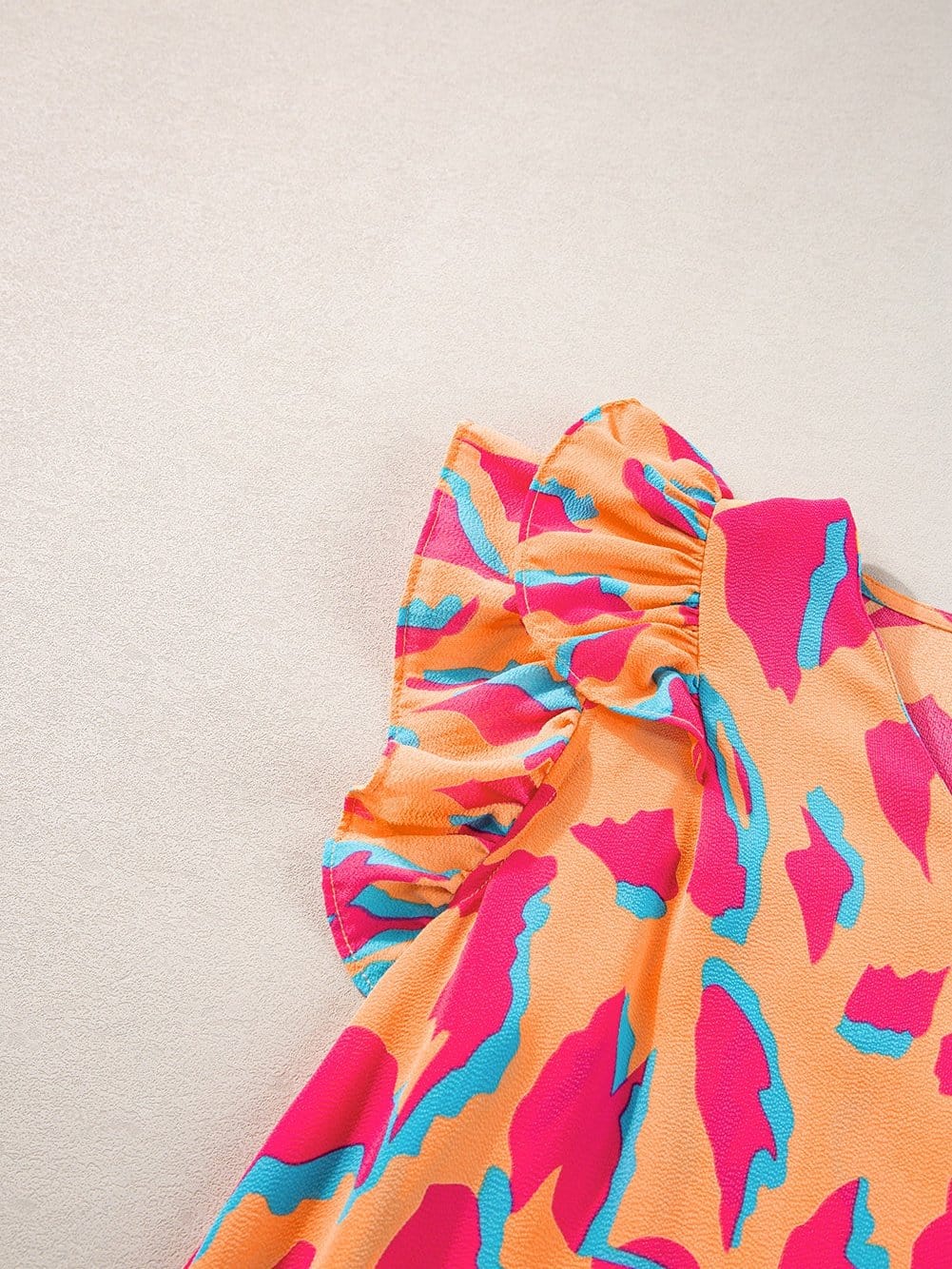 Abstract Print Ruffle Sleeve Blouse from MsDressly