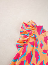 Abstract Print Ruffle Sleeve Blouse from MsDressly