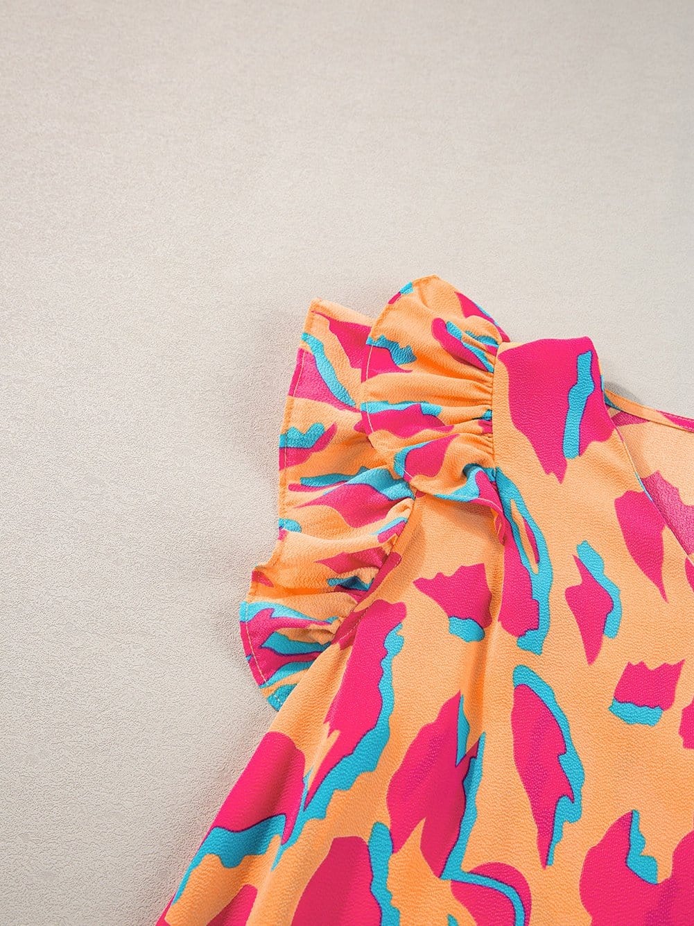 Abstract Print Ruffle Sleeve Blouse from MsDressly