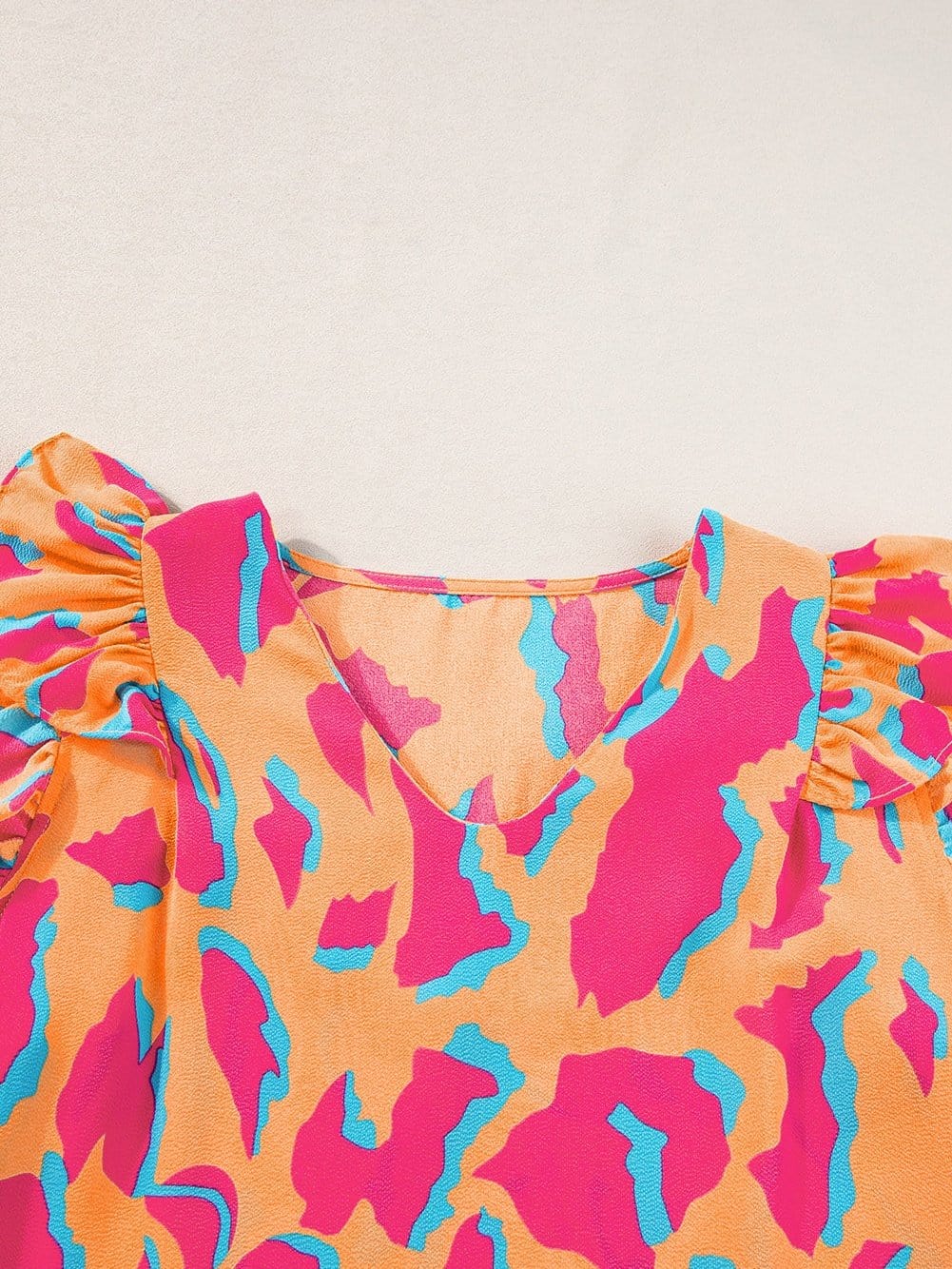 Abstract Print Ruffle Sleeve Blouse from MsDressly