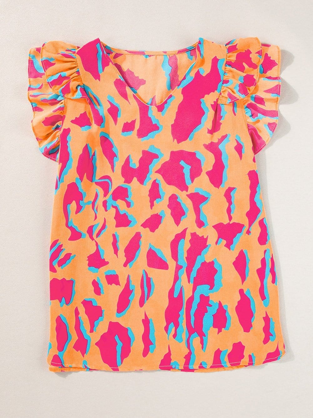 Abstract Print Ruffle Sleeve Blouse from MsDressly