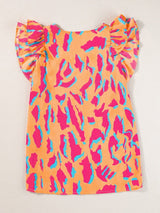 Abstract Print Ruffle Sleeve Blouse from MsDressly