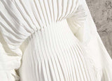 Sakiya Pleated Long Sleeve Shirt Dress - White