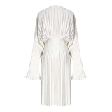 Sakiya Pleated Long Sleeve Shirt Dress - White