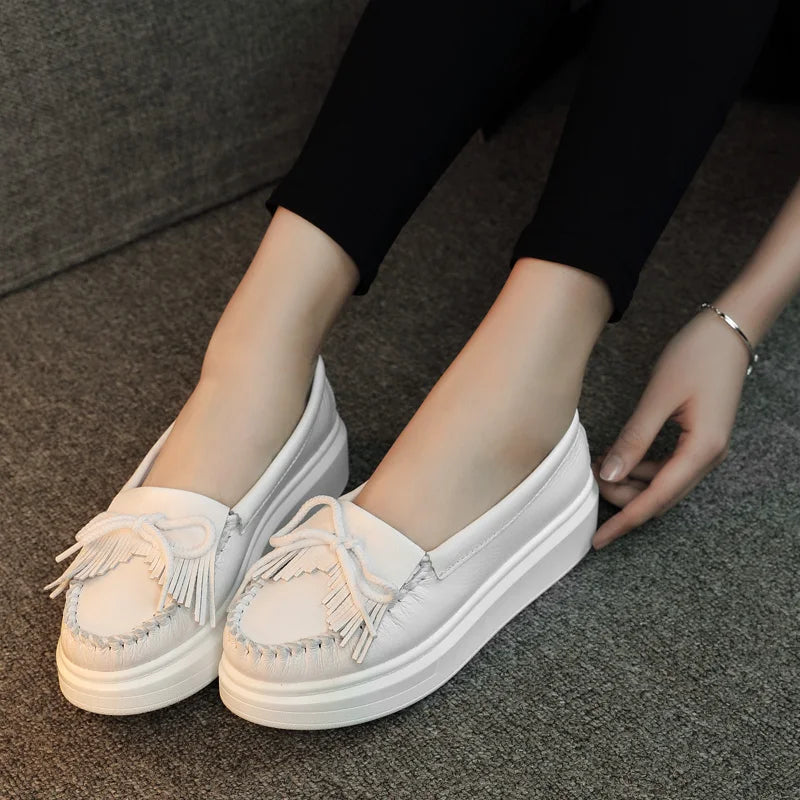 Moeerue Platform Mocassins - White from Marigold Shadows