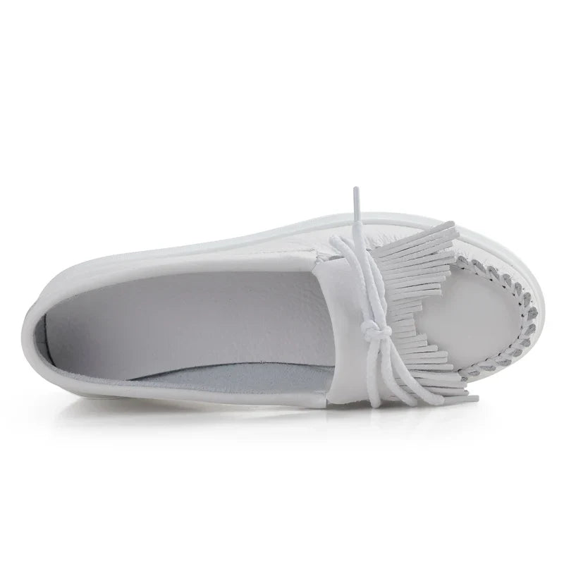 Moeerue Platform Mocassins - White from Marigold Shadows