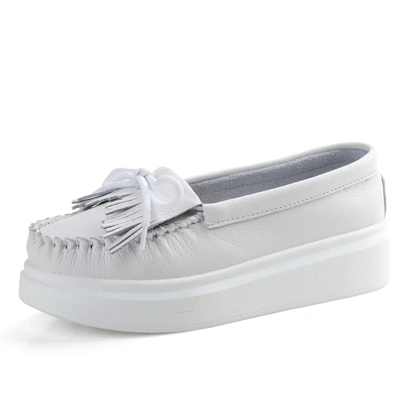 Moeerue Platform Mocassins - White from Marigold Shadows