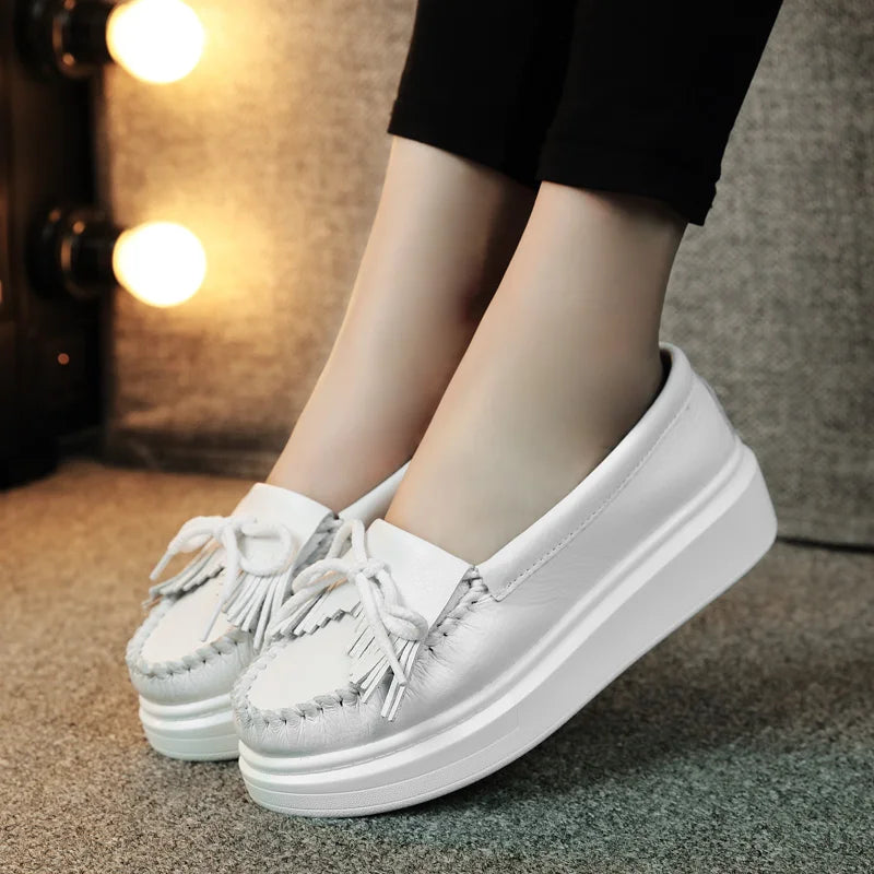 Moeerue Platform Mocassins - White from Marigold Shadows