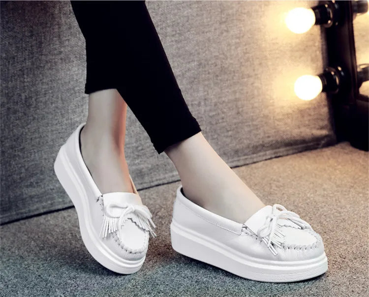 Moeerue Platform Mocassins - White from Marigold Shadows