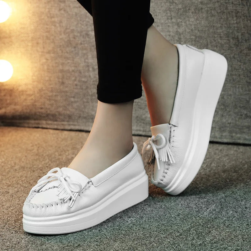 Moeerue Platform Mocassins - White from Marigold Shadows