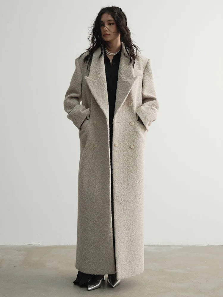 Crema Long Woolen Coat from Marigold Shadows