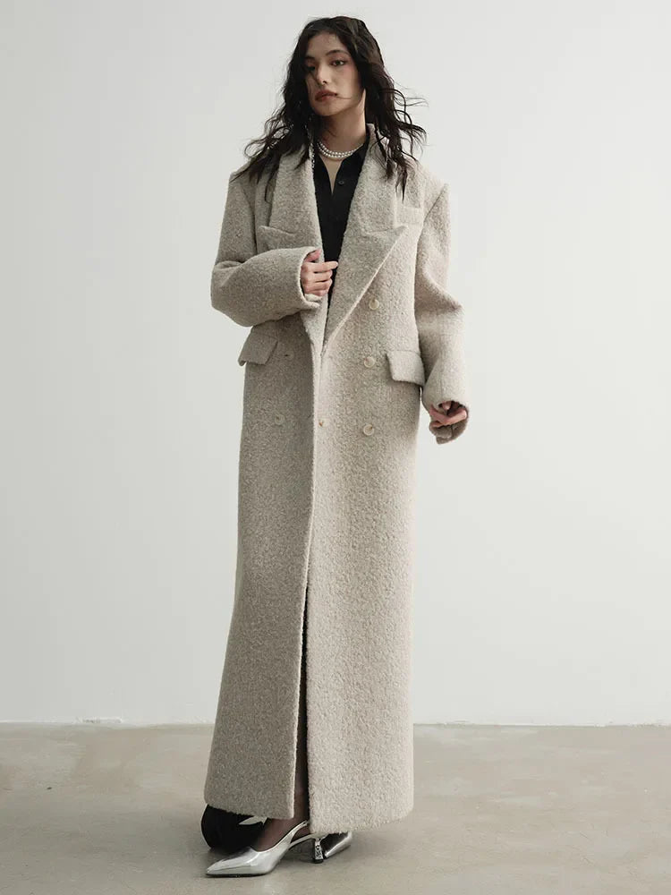 Crema Long Woolen Coat from Marigold Shadows