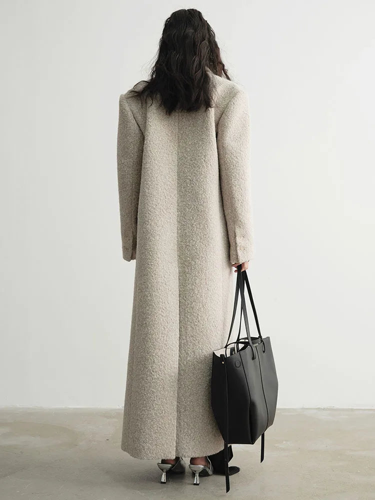 Crema Long Woolen Coat from Marigold Shadows