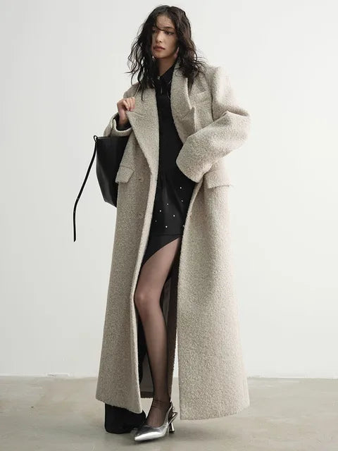 Crema Long Woolen Coat from Marigold Shadows