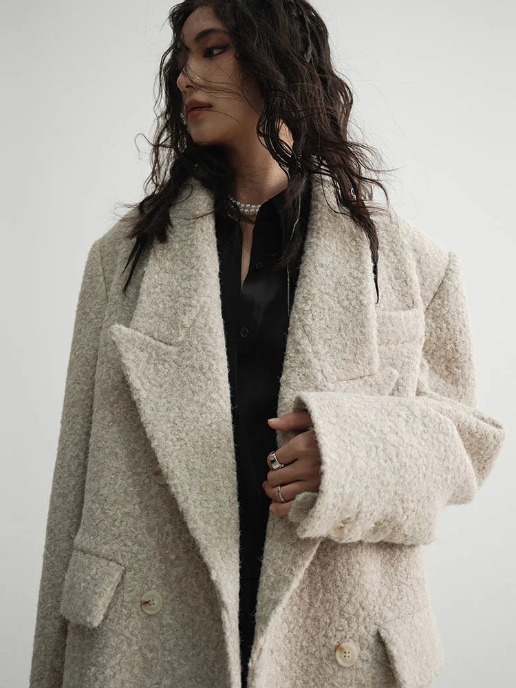 Crema Long Woolen Coat from Marigold Shadows