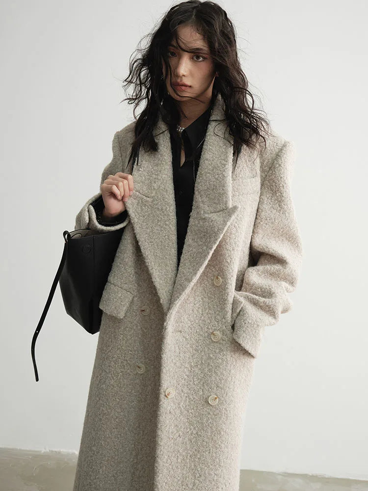 Crema Long Woolen Coat from Marigold Shadows