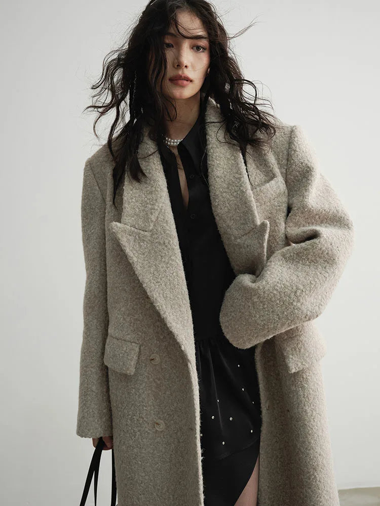 Crema Long Woolen Coat from Marigold Shadows