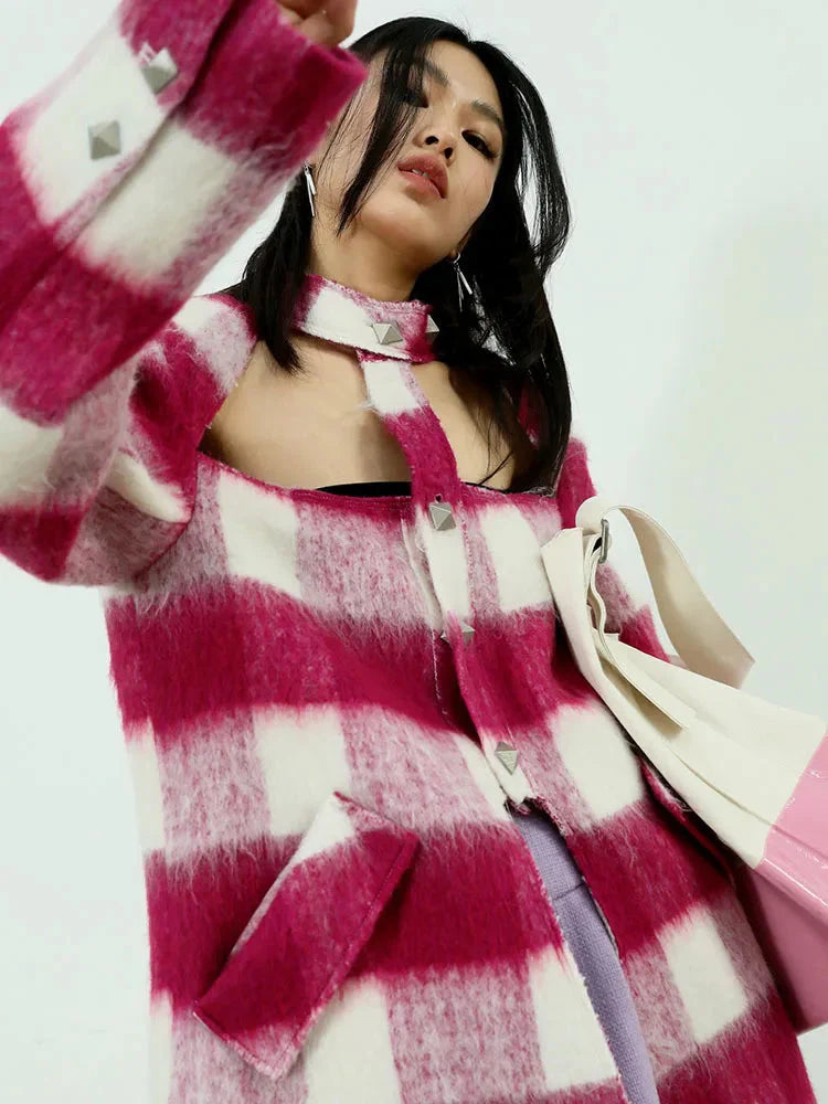 Hurnana Plaid Cut Out Coat from Marigold Shadows