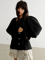 Nandy Puff Sleeve Cut-Out Coat from Marigold Shadows