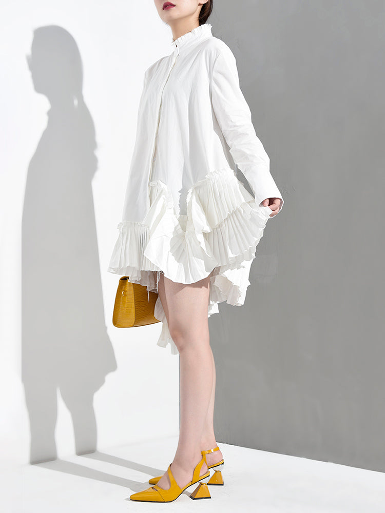 Akihiko Long Sleeve Irregular Shirt Dress from Marigold Shadows